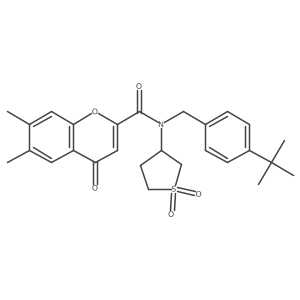 N-(4-tert-butylbenzyl)-N-(1,1-dioxidotetrahydrothiophen-3-yl)-6,7-dimethyl-4-oxo-4H-chromene-2-carboxamide结构式