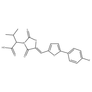 (E)-2-(5-((5-(4-fluorophenyl)furan-2-yl)methylene)-4-oxo-2-thioxothiazolidin-3-yl)-3-methylbutanoic acid结构式