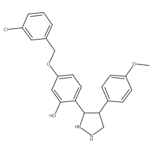 5-[(3-Chlorophenyl)methoxy]-2-[4-(4-methoxyphenyl)pyrazolidin-3-yl]phenol结构式