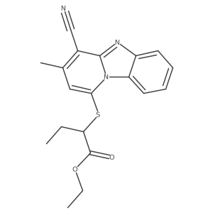 Ethyl 2-({10-cyano-11-methyl-1,8-diazatricyclo[7.4.0.0^{2,7}]trideca-2(7),3,5,8,10,12-hexaen-13-yl}sulfanyl)butanoate结构式