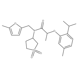 N-(1,1-dioxidotetrahydrothiophen-3-yl)-N-[(5-methylfuran-2-yl)methyl]-2-[5-methyl-2-(propan-2-yl)phenoxy]propanamide结构式