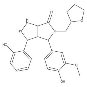 4-(4-Hydroxy-3-methoxyphenyl)-3-(2-hydroxyphenyl)-5-(oxolan-2-ylmethyl)-1,2,3,3a,4,6a-hexahydropyrrolo[3,4-c]pyrazol-6-one结构式
