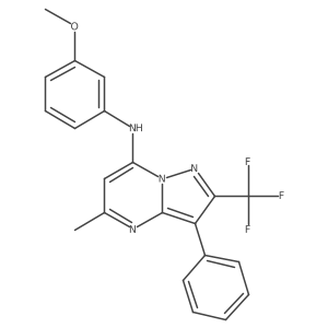 N-(3-methoxyphenyl)-5-methyl-3-phenyl-2-(trifluoromethyl)pyrazolo[1,5-a]pyrimidin-7-amine Structure