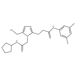 2-({1-[(cyclopentylcarbamoyl)methyl]-5-(hydroxymethyl)-1H-imidazol-2-yl}sulfanyl)-N-(3,5-dimethylphenyl)acetamide Structure