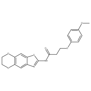 N-(6,7-dihydro-[1,4]dioxino[2',3':4,5]benzo[1,2-d]thiazol-2-yl)-3-((4-methoxyphenyl)thio)propanamide结构式