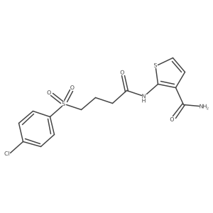 2-(4-((4-Chlorophenyl)sulfonyl)butanamido)thiophene-3-carboxamide结构式