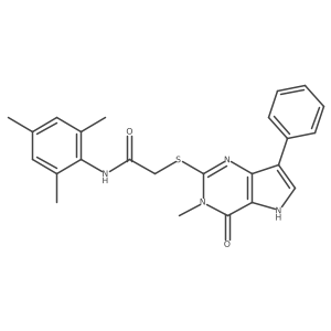 2-({3-methyl-4-oxo-7-phenyl-3H,4H,5H-pyrrolo[3,2-d]pyrimidin-2-yl}sulfanyl)-N-(2,4,6-trimethylphenyl)acetamide结构式