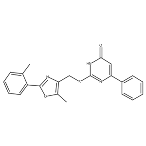 2-(((5-Methyl-2-(o-tolyl)oxazol-4-yl)methyl)thio)-6-phenylpyrimidin-4-ol Structure