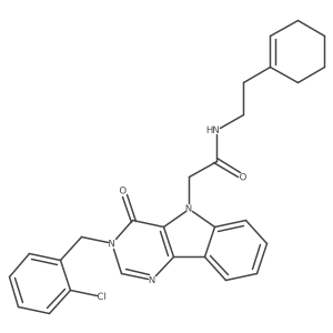 2-(3-(2-chlorobenzyl)-4-oxo-3H-pyrimido[5,4-b]indol-5(4H)-yl)-N-(2-(cyclohex-1-en-1-yl)ethyl)acetamide结构式