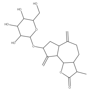 (3S,3aS,6aR,8S,9aR,9bS)-3-methyl-6,9-dimethylidene-8-[(2R,3R,4S,5S,6R)-3,4,5-trihydroxy-6-(hydroxymethyl)oxan-2-yl]oxy-3a,4,5,6a,7,8,9a,9b-octahydro-3H-azuleno[4,5-b]furan-2-one Structure