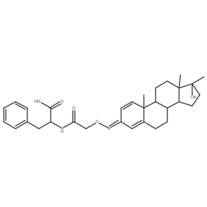 N-[2-[[(17-Hydroxy-17-methylandrosta-1,4-dien-3-ylidene)amino]oxy]acetyl]-L-phenylalanine Structure