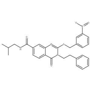 N-isobutyl-2-((3-nitrobenzyl)thio)-4-oxo-3-phenethyl-3,4-dihydroquinazoline-7-carboxamide Structure