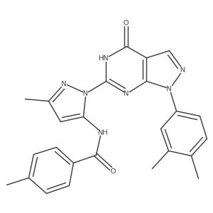 N-(1-(1-(3,4-dimethylphenyl)-4-oxo-4,5-dihydro-1H-pyrazolo[3,4-d]pyrimidin-6-yl)-3-methyl-1H-pyrazol-5-yl)-4-methylbenzamide Structure