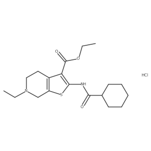 Ethyl 2-(cyclohexanecarboxamido)-6-ethyl-4,5,6,7-tetrahydrothieno[2,3-c]pyridine-3-carboxylate hydrochloride结构式
