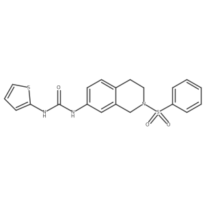 1-(2-(Phenylsulfonyl)-1,2,3,4-tetrahydroisoquinolin-7-yl)-3-(thiophen-2-yl)urea结构式