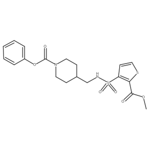 Phenyl 4-((2-(methoxycarbonyl)thiophene-3-sulfonamido)methyl)piperidine-1-carboxylate结构式