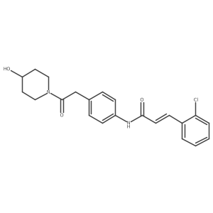 (E)-3-(2-chlorophenyl)-N-(4-(2-(4-hydroxypiperidin-1-yl)-2-oxoethyl)phenyl)acrylamide结构式