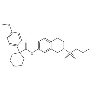 4-(4-methoxyphenyl)-N-(2-(propylsulfonyl)-1,2,3,4-tetrahydroisoquinolin-7-yl)tetrahydro-2H-pyran-4-carboxamide结构式