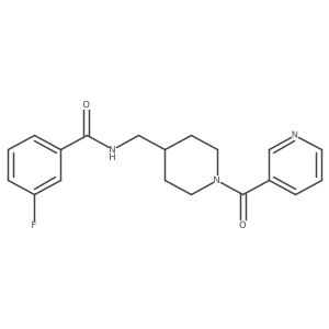 3-fluoro-N-((1-nicotinoylpiperidin-4-yl)methyl)benzamide结构式