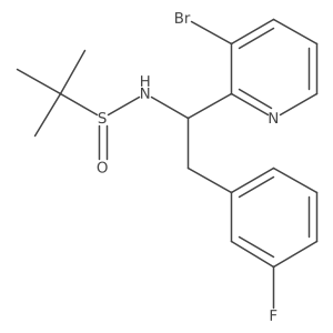 (S)-N-((S)-1-(3-bromopyridin-2-yl)-2-(3-fluorophenyl)ethyl)-2-methylpropane-2-sulfinamide Structure