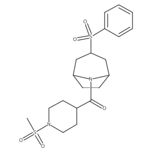 (1-(methylsulfonyl)piperidin-4-yl)((1R,5S)-3-(phenylsulfonyl)-8-azabicyclo[3.2.1]octan-8-yl)methanone Structure