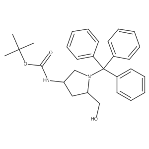 tert-Butyl ((3R,5S)-5-(hydroxymethyl)-1-tritylpyrrolidin-3-yl)carbamate结构式