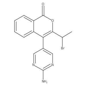 4-(2-Amino-5-pyrimidinyl)-3-(1-bromoethyl)-1H-2-benzopyran-1-one Structure