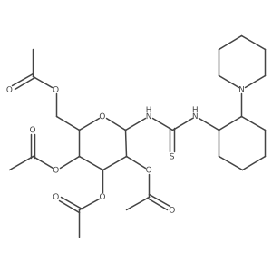 N-[(1R,2R)-2-(1-Piperidinylamino)cyclohexyl]-N'-(2,3,4,6-tetra-O-acetyl-beta-D-glucopyranosyl)thiourea, 98% Structure