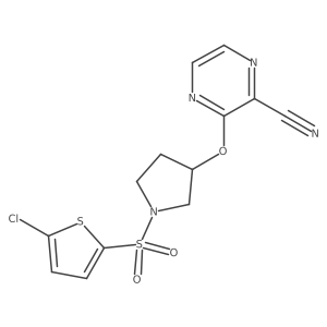 3-((1-((5-Chlorothiophen-2-yl)sulfonyl)pyrrolidin-3-yl)oxy)pyrazine-2-carbonitrile结构式