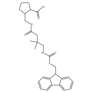 3-{[4-({[(9H-fluoren-9-yl)methoxy]carbonyl}amino)-3,3-dimethylbutanamido]methyl}oxolane-2-carboxylic acid Structure