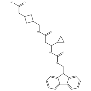 2-(3-{[3-cyclopropyl-3-({[(9H-fluoren-9-yl)methoxy]carbonyl}amino)propanamido]methyl}cyclobutyl)acetic acid Structure
