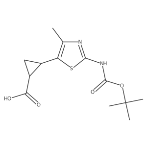 rac-(1R,2R)-2-(2-{[(tert-butoxy)carbonyl]amino}-4-methyl-1,3-thiazol-5-yl)cyclopropane-1-carboxylic acid结构式