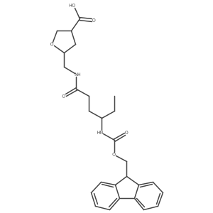 rac-(3R,5R)-5-{[4-({[(9H-fluoren-9-yl)methoxy]carbonyl}amino)hexanamido]methyl}oxolane-3-carboxylic acid Structure