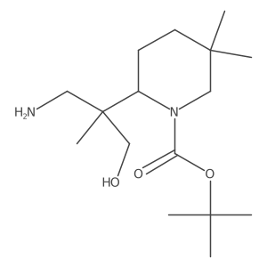 Tert-butyl 2-(1-amino-3-hydroxy-2-methylpropan-2-yl)-5,5-dimethylpiperidine-1-carboxylate结构式