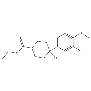 Ethyl 4-hydroxy-4-(4-methoxy-3-methylphenyl)cyclohexane-1-carboxylate结构式