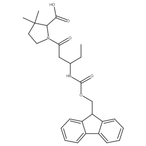1-[(3S)-3-({[(9H-fluoren-9-yl)methoxy]carbonyl}amino)pentanoyl]-3,3-dimethylpyrrolidine-2-carboxylic acid Structure
