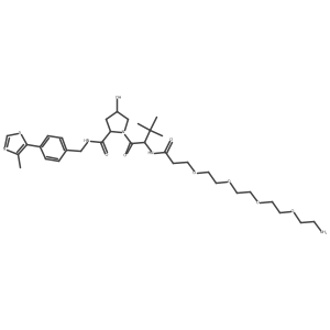 (2S,4R)-1-[(2S)-2-[3-[2-[2-[2-(2-aminoethoxy)ethoxy]ethoxy]ethoxy]propanoylamino]-3,3-dimethyl-butanoyl]-4-hydroxy-N-[[4-(4-methylthiazol-5-yl)phenyl]methyl]pyrrolidine-2-carboxamide Structure