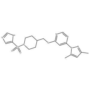 4-(3,5-dimethyl-1H-pyrazol-1-yl)-6-{[1-(1H-imidazole-4-sulfonyl)piperidin-4-yl]methoxy}pyrimidine Structure