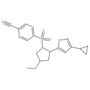 5-{[(2R,4S)-2-(3-cyclopropyl-1,2,4-oxadiazol-5-yl)-4-methoxypyrrolidin-1-yl]sulfonyl}pyridine-2-carbonitrile Structure