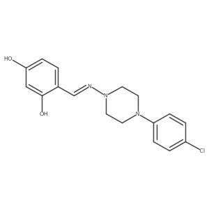(E)-4-(((4-(4-chlorophenyl)piperazin-1-yl)imino)methyl)benzene-1,3-diol Structure