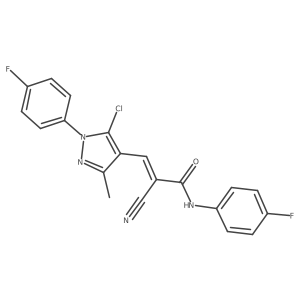 (Z)-3-[5-Chloro-1-(4-fluorophenyl)-3-methylpyrazol-4-yl]-2-cyano-N-(4-fluorophenyl)prop-2-enamide结构式
