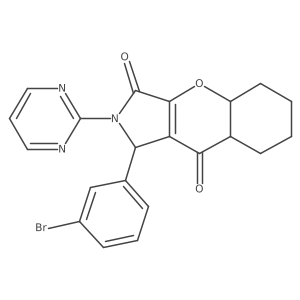 1-(3-bromophenyl)-2-pyrimidin-2-yl-4a,5,6,7,8,8a-hexahydro-1H-chromeno[2,3-c]pyrrole-3,9-dione结构式