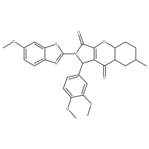 1-(3,4-dimethoxyphenyl)-2-(6-methoxy-1,3-benzothiazol-2-yl)-7-methyl-4a,5,6,7,8,8a-hexahydro-1H-chromeno[2,3-c]pyrrole-3,9-dione Structure