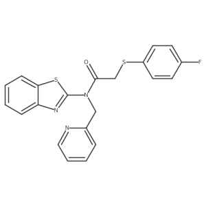 N-(benzo[d]thiazol-2-yl)-2-((4-fluorophenyl)thio)-N-(pyridin-2-ylmethyl)acetamide结构式