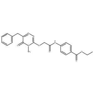 Ethyl 4-({[(4-amino-6-benzyl-5-oxo-4,5-dihydro-1,2,4-triazin-3-yl)sulfanyl]acetyl}amino)benzoate结构式