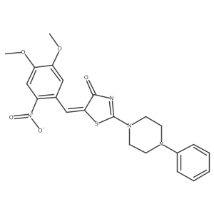 (E)-5-(4,5-dimethoxy-2-nitrobenzylidene)-2-(4-phenylpiperazin-1-yl)thiazol-4(5H)-one Structure