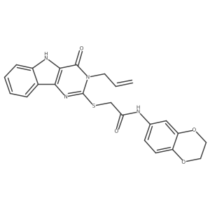 2-[(3-allyl-4-oxo-5H-pyrimido[5,4-b]indol-2-yl)sulfanyl]-N-(2,3-dihydro-1,4-benzodioxin-6-yl)acetamide Structure