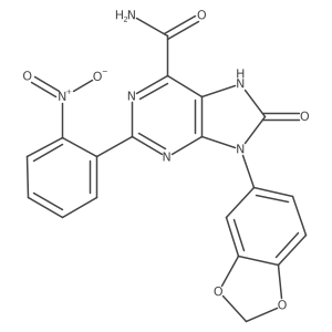 9-(benzo[d][1,3]dioxol-5-yl)-2-(2-nitrophenyl)-8-oxo-8,9-dihydro-7H-purine-6-carboxamide结构式