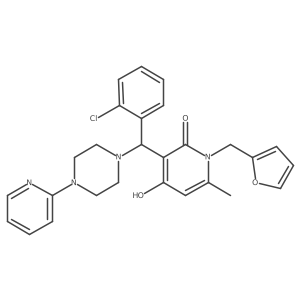 3-((2-chlorophenyl)(4-(pyridin-2-yl)piperazin-1-yl)methyl)-1-(furan-2-ylmethyl)-4-hydroxy-6-methylpyridin-2(1H)-one Structure
