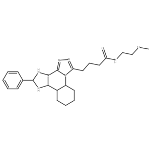 N-(2-methoxyethyl)-4-(9-phenyl-2,4,5,7,8,10-hexazatetracyclo[10.4.0.02,6.07,11]hexadeca-3,5-dien-3-yl)butanamide结构式